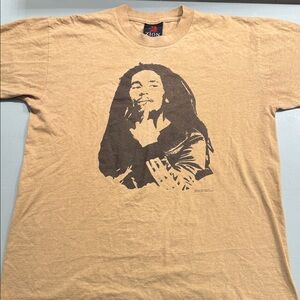 Zion Rootswear Bob Marley Size Large Tan T-Shirt